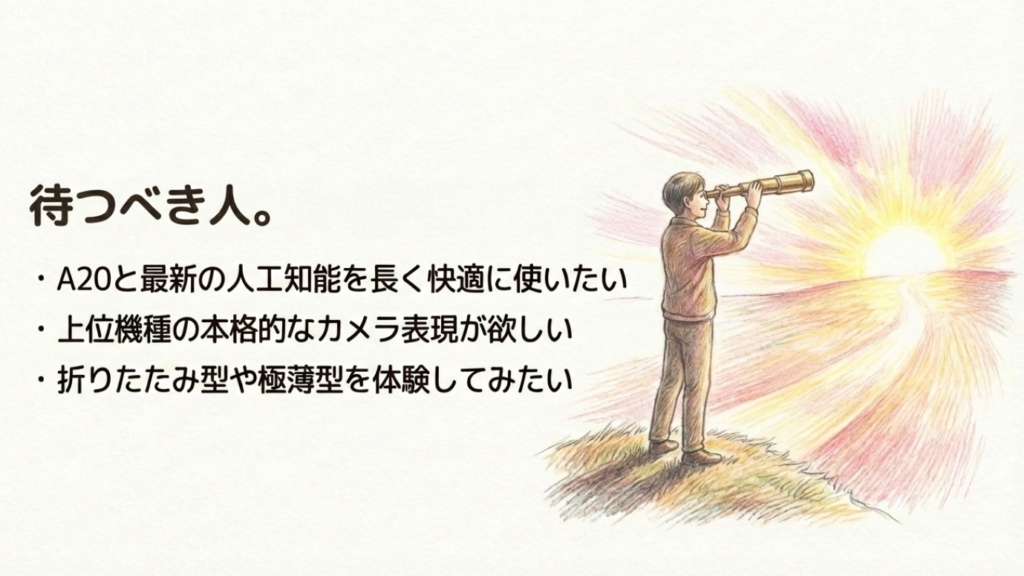 A20チップや最新カメラを求める待つべき人