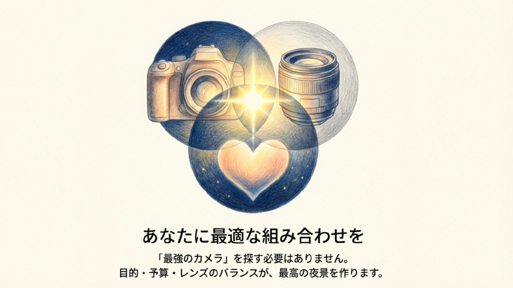 最高の夜景を作るにはボディ・レンズ・予算のバランスが大事であるという結論