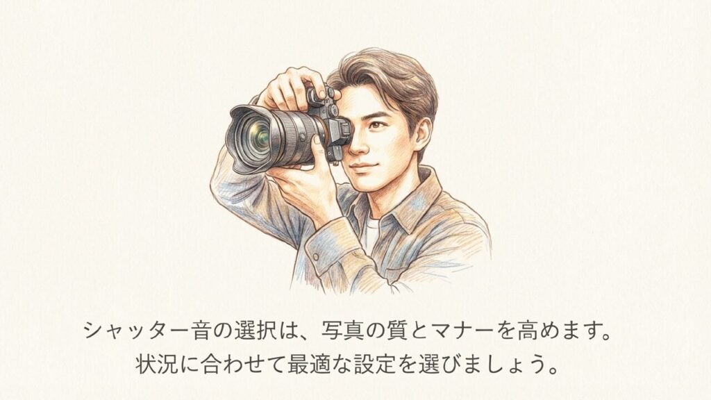 適切なシャッター設定で質の高い撮影を シャッター音の選択は写真の質とマナーを高める