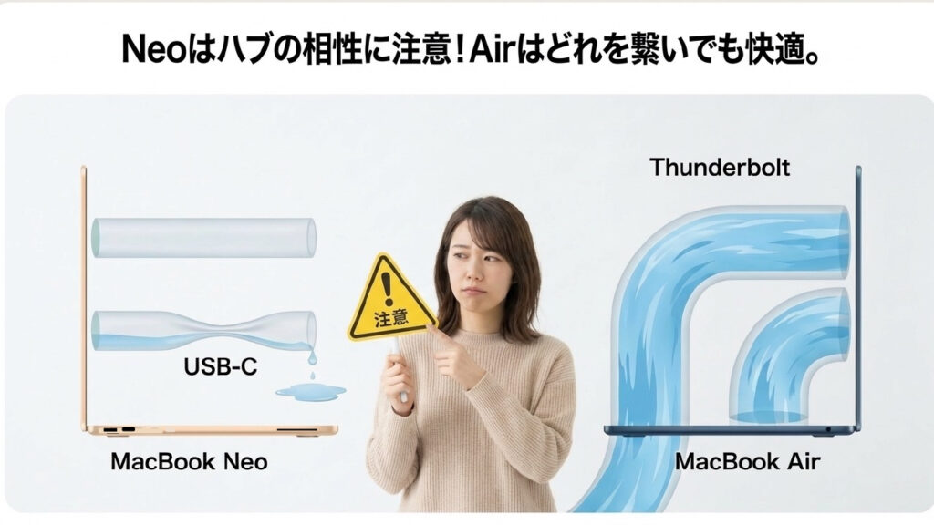 NeoのUSB-CとAirのThunderboltの端子の違い