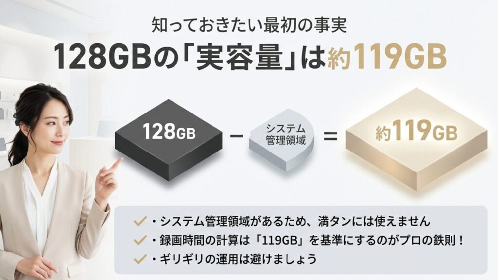 128GBのSDカードの実容量は約119GBになる理由