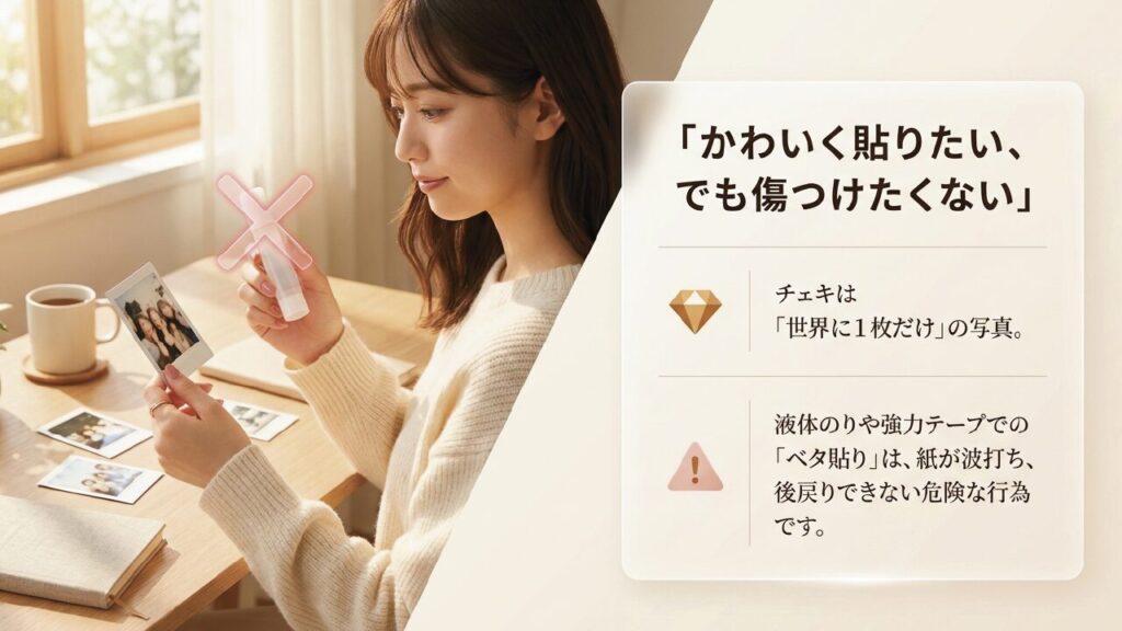 液体のりや強力テープでのベタ貼りの危険性