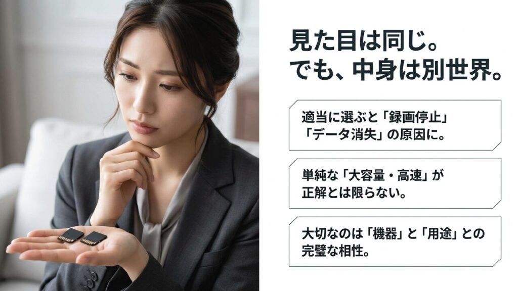 SDカード選びでよくある録画停止やデータ消失の悩み