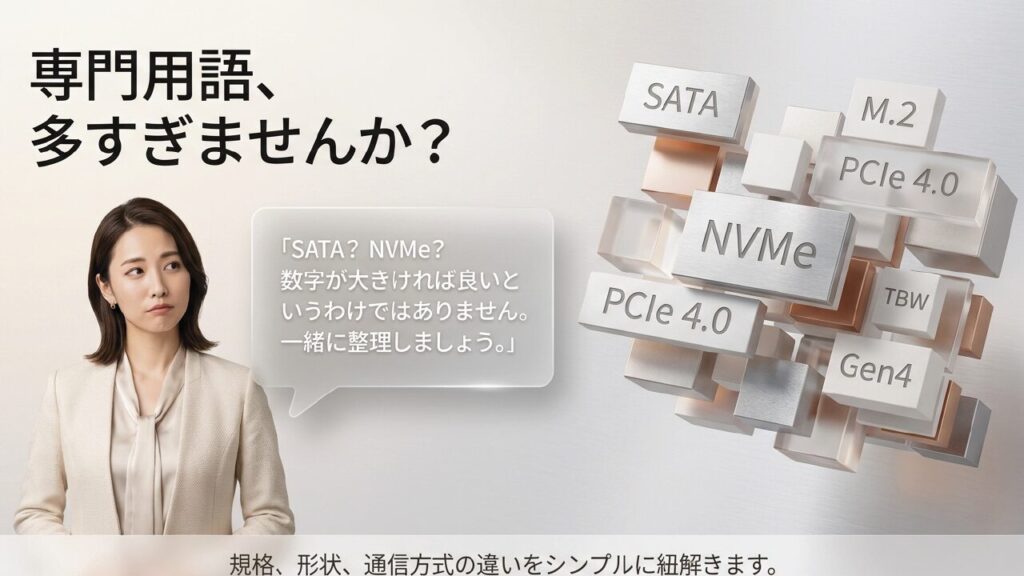 SATAやNVMeなどSSDの専門用語をシンプルに整理