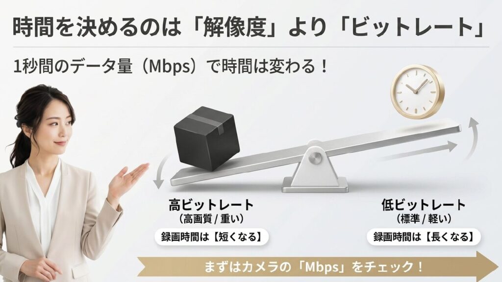 動画時間を決めるのは解像度よりもビットレート