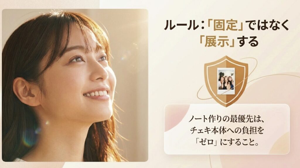 チェキは固定ではなく展示するという基本ルール