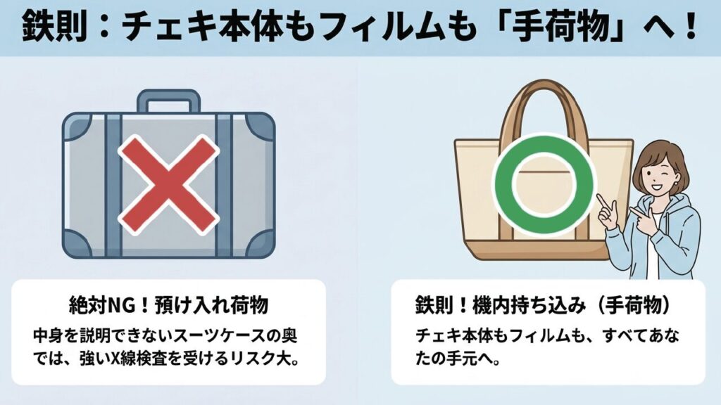 チェキ本体もフィルムも手荷物に入れる鉄則