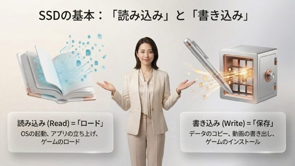 SSDの読み込み（ロード）と書き込み（保存）の違い