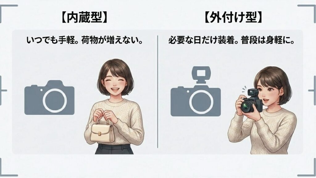 内蔵型と外付け型の比較 内蔵型ファインダーと外付け型ファインダーの違い