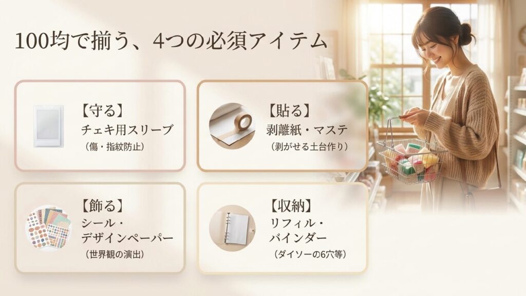 チェキノート作りに役立つ100均の必須アイテム4選
