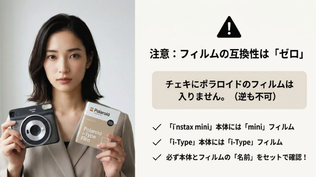 フィルムの互換性はゼロ。本体とフィルムはセットで確認