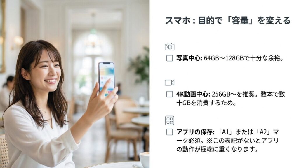 スマホ向けmicroSDカードの選び方とA1/A2規格