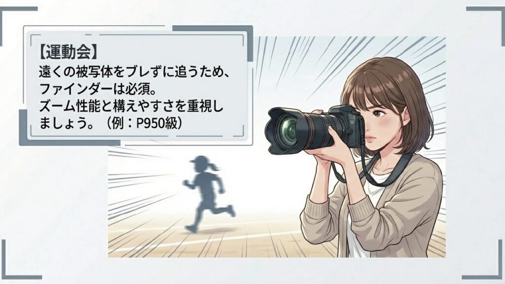 運動会向け望遠コンデジの選び方 運動会用カメラは高倍率ズームとファインダーが必須