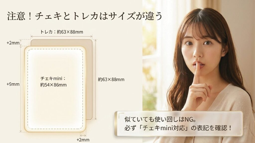 チェキminiとトレカの具体的なサイズの違い