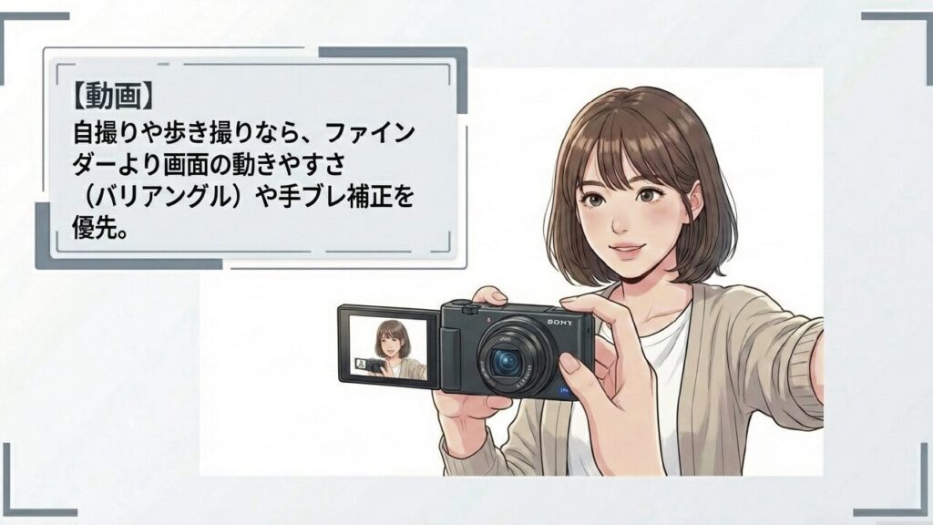 Vlog向けカメラの優先順位 Vlog・動画撮影はファインダーより画面の自由度と手ブレ補正を優先