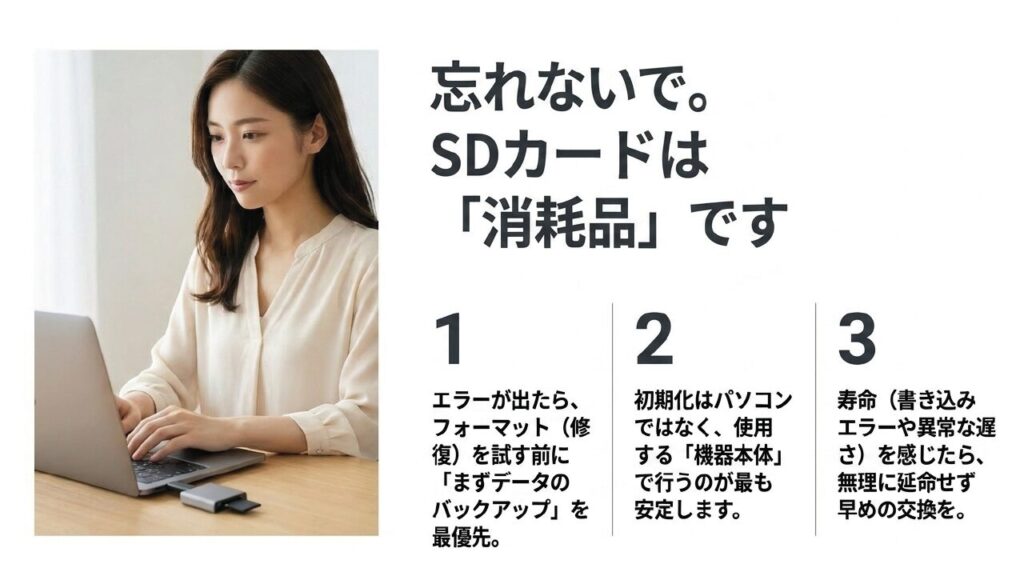 SDカードの寿命とバックアップ・フォーマットの注意点