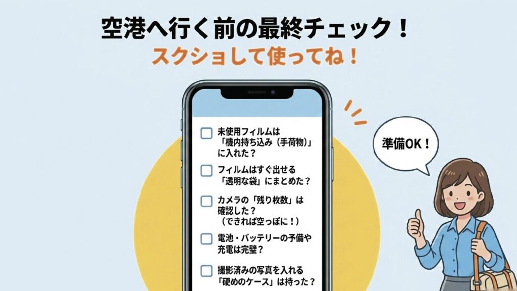 空港へ向かう前のチェキ飛行機持ち込み最終チェックリスト