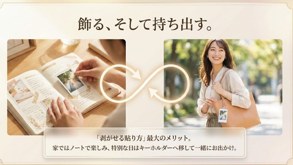 ノートで楽しみ特別な日はキーホルダーで持ち出す運用