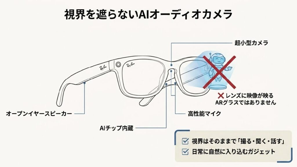 Ray-Ban Metaのハードウェア機能と構造を図解