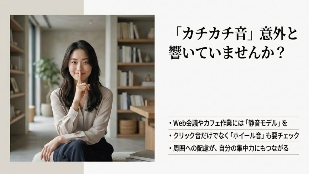 Web会議やカフェ作業におすすめの静音マウス