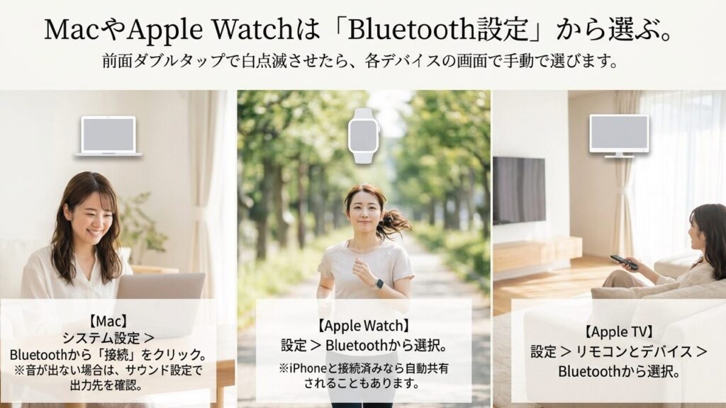 MacやApple Watch、Apple TVのBluetooth設定画面から手動でペアリング