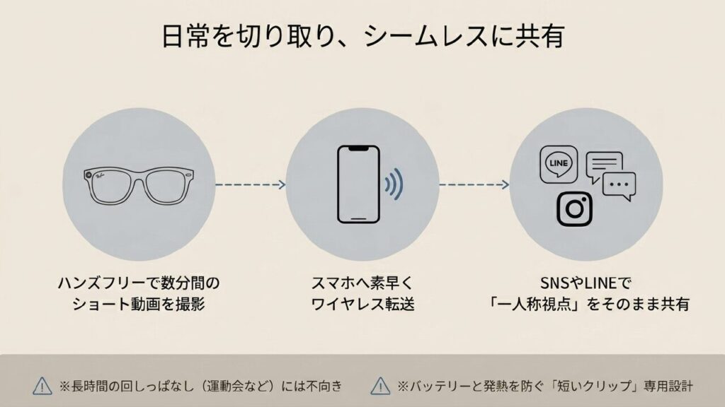 スマホへのワイヤレス転送とSNS・LINE共有フロー