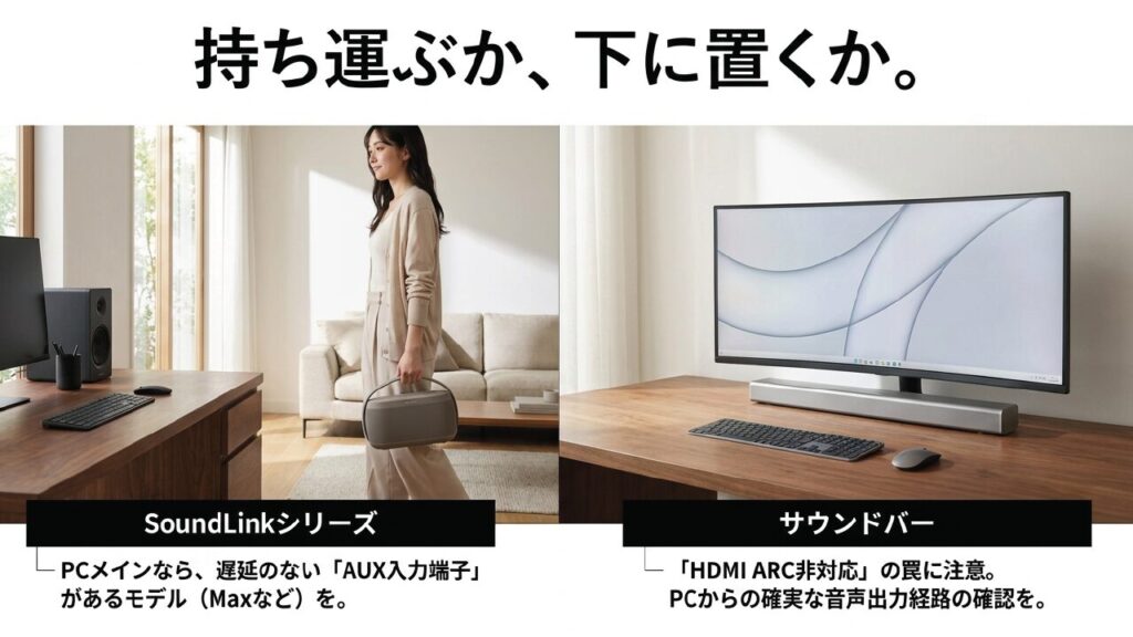 SoundLink MaxのPC転用とサウンドバーのHDMI ARC注意点