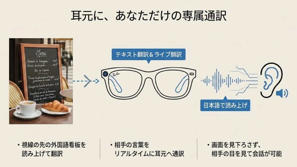 外国語のメニューを読み上げて翻訳する機能の解説