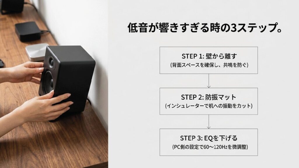 PCスピーカーの低音が響きすぎる時の3つの対策ステップ