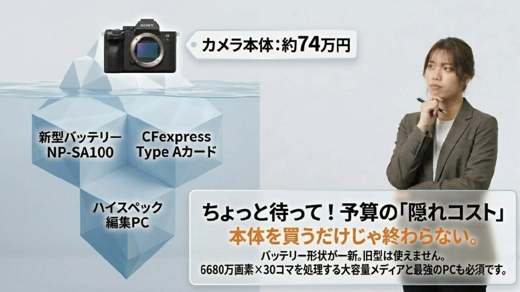 バッテリーやPCなどα7RⅥ導入にかかる隠れコストの図解