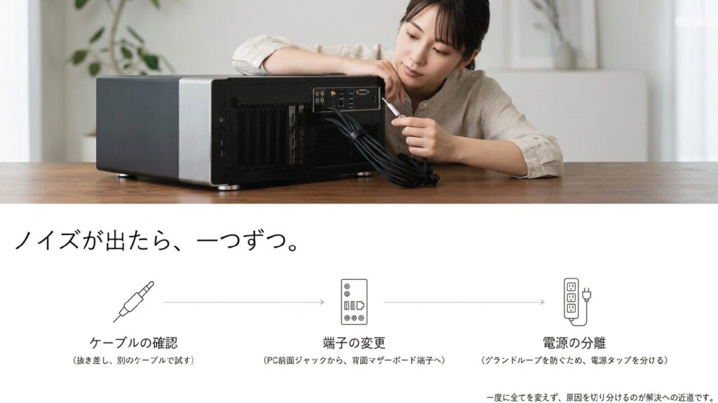PCスピーカーからノイズが出る時の原因切り分けと対策