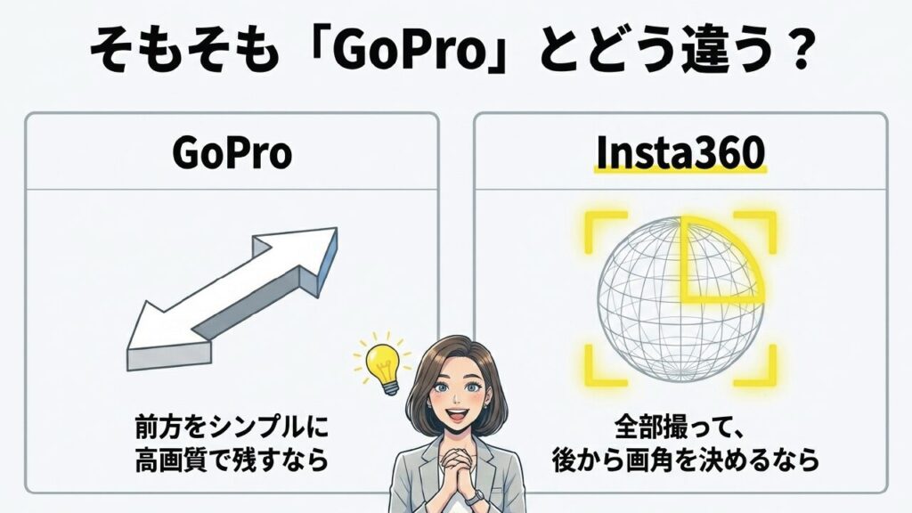 前方をシンプルに撮るGoProと、全部撮って後から画角を決めるInsta360の違い