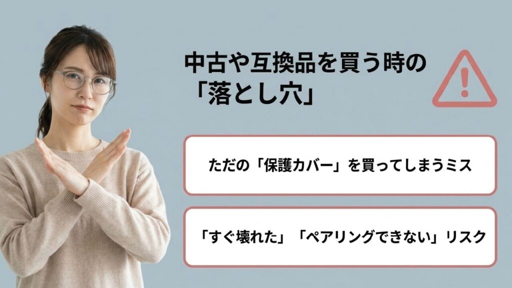 中古や互換品の落とし穴 中古品購入時の保護カバー間違いやペアリング不良リスク