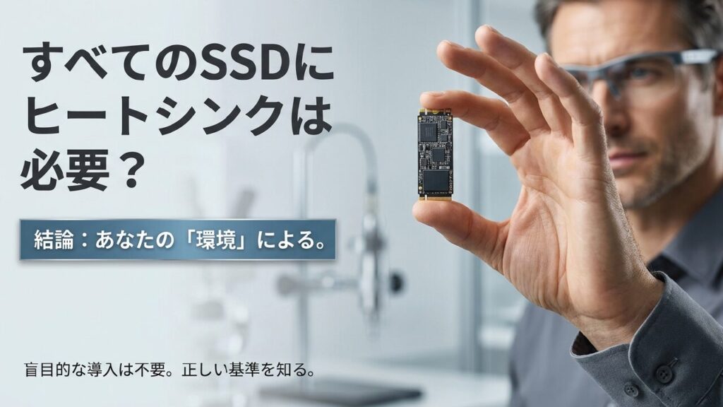 SSDヒートシンクはすべてのSSDに必要ではなく環境で判断する説明スライド