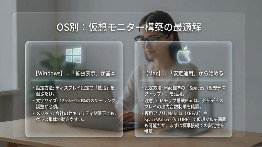 WindowsとMacのスマートグラス仮想モニター構築方法
