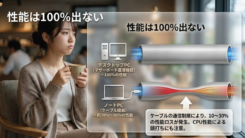 デスクトップPCとノートPC接続時の性能ロスの比較