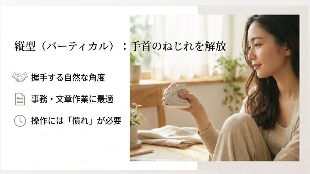 握手する自然な角度で事務・文章作業に最適