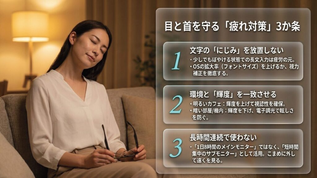 スマートグラスで目と首を守る疲れ対策3か条
