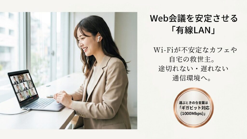 有線LANのメリット Web会議を安定させる有線LANポート