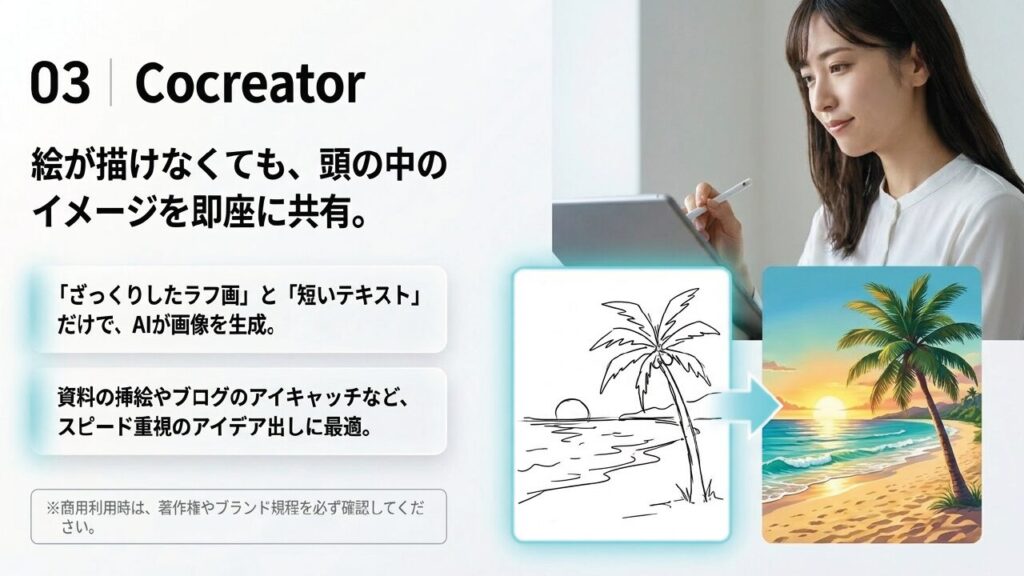 Cocreatorでの画像生成 ラフな線とテキストからAIが画像を生成するCocreator機能