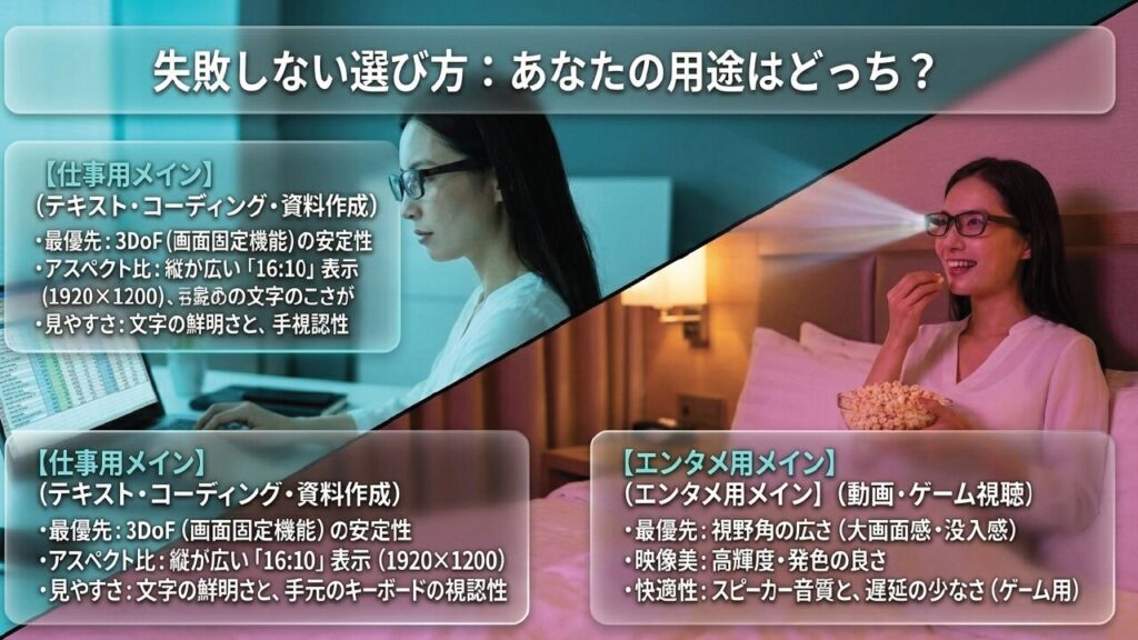 仕事用とエンタメ用のスマートグラス選び方