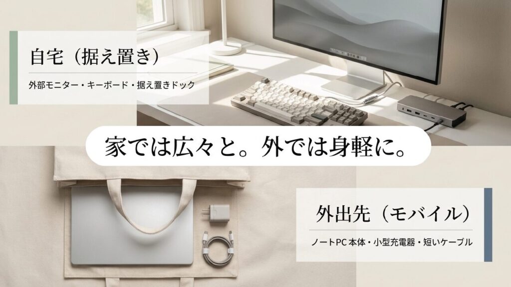 自宅の据え置き環境と外出先のモバイル環境の使い分け