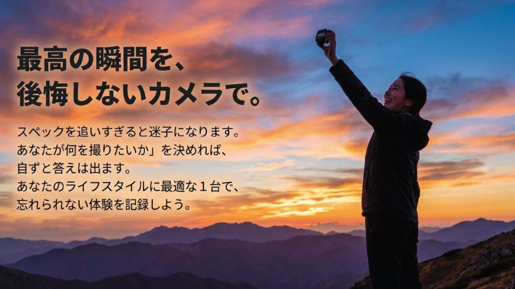 アクションカメラ選びの結論 ライフスタイルに最適なアクションカメラで最高の記録を