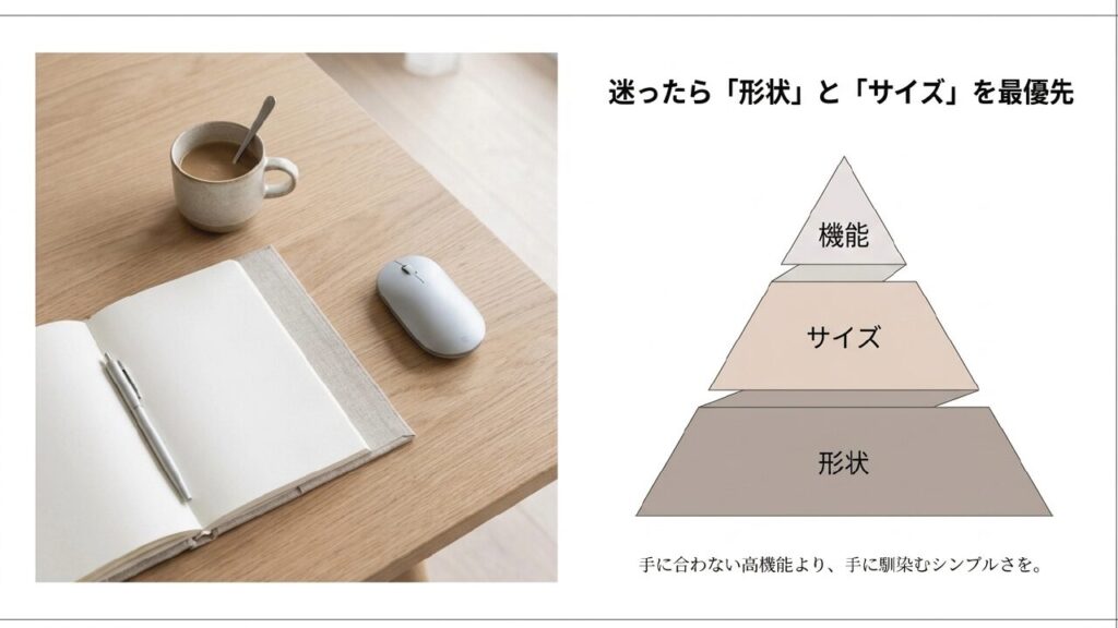 手に合わない高機能より、手に馴染むシンプルさを。 迷ったら形状とサイズを最優先