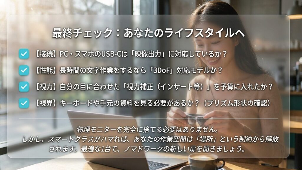 スマートグラス購入前の最終確認チェックリスト