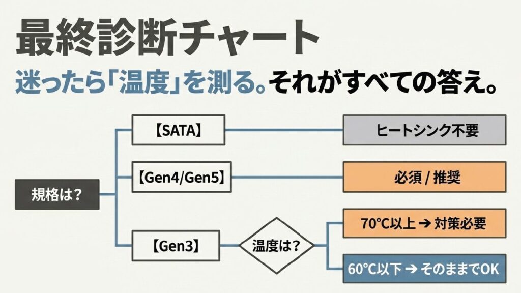 SSDヒートシンクが必要か判断する最終診断チャートのスライド
