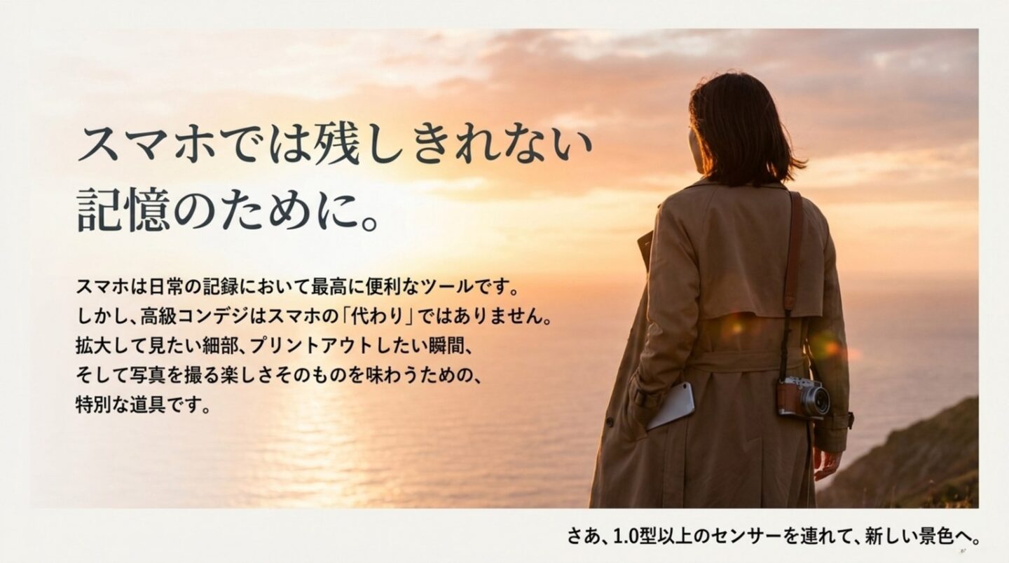 スマホでは残しきれない記憶を高級コンデジで残すまとめスライド