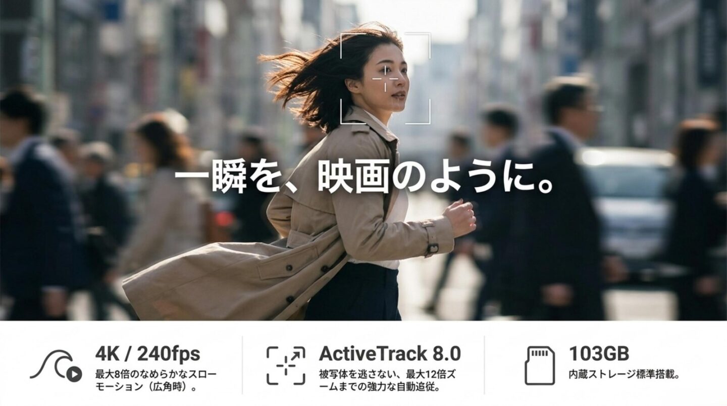 Osmo Pocket 4Pの4K240fpsスローモーションとActiveTrack 8.0と103GB内蔵ストレージ