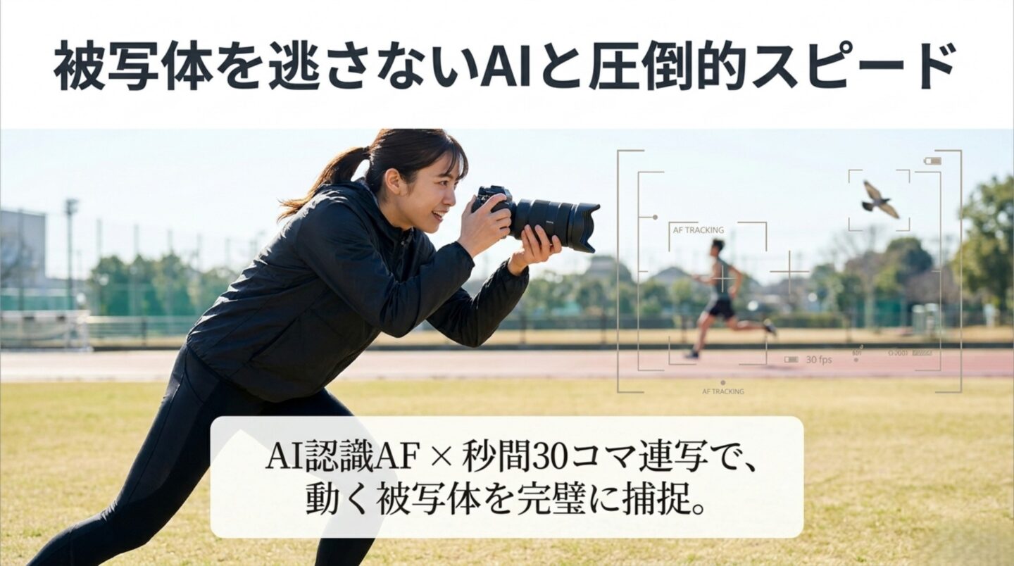 RX10VのAI認識AFと30コマ連写 RX10VのAI認識AFと30コマ連写で動体を追うイメージ画像