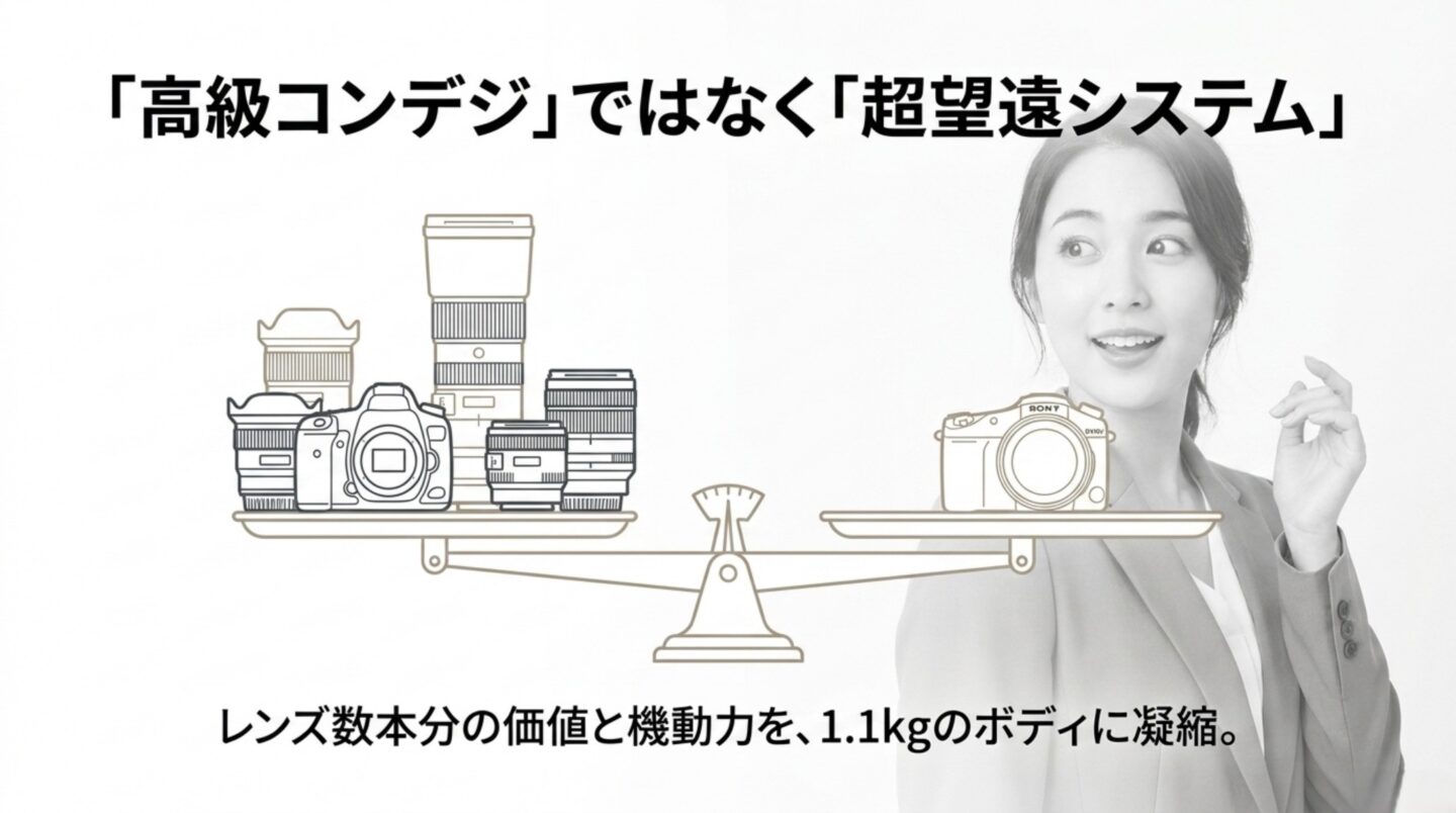 RX10Vの価格が高く見える理由 RX10Vは高級コンデジではなく超望遠システムとして見るべきことを示すスライド